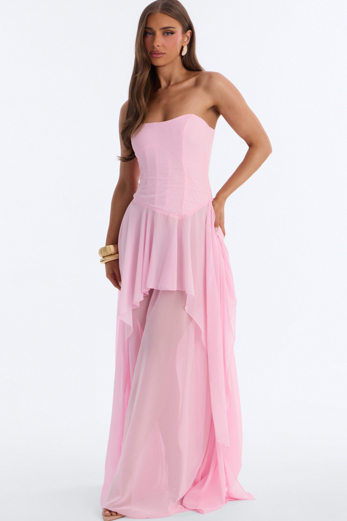 Effortless Charm Chiffon Gown - Light Pink