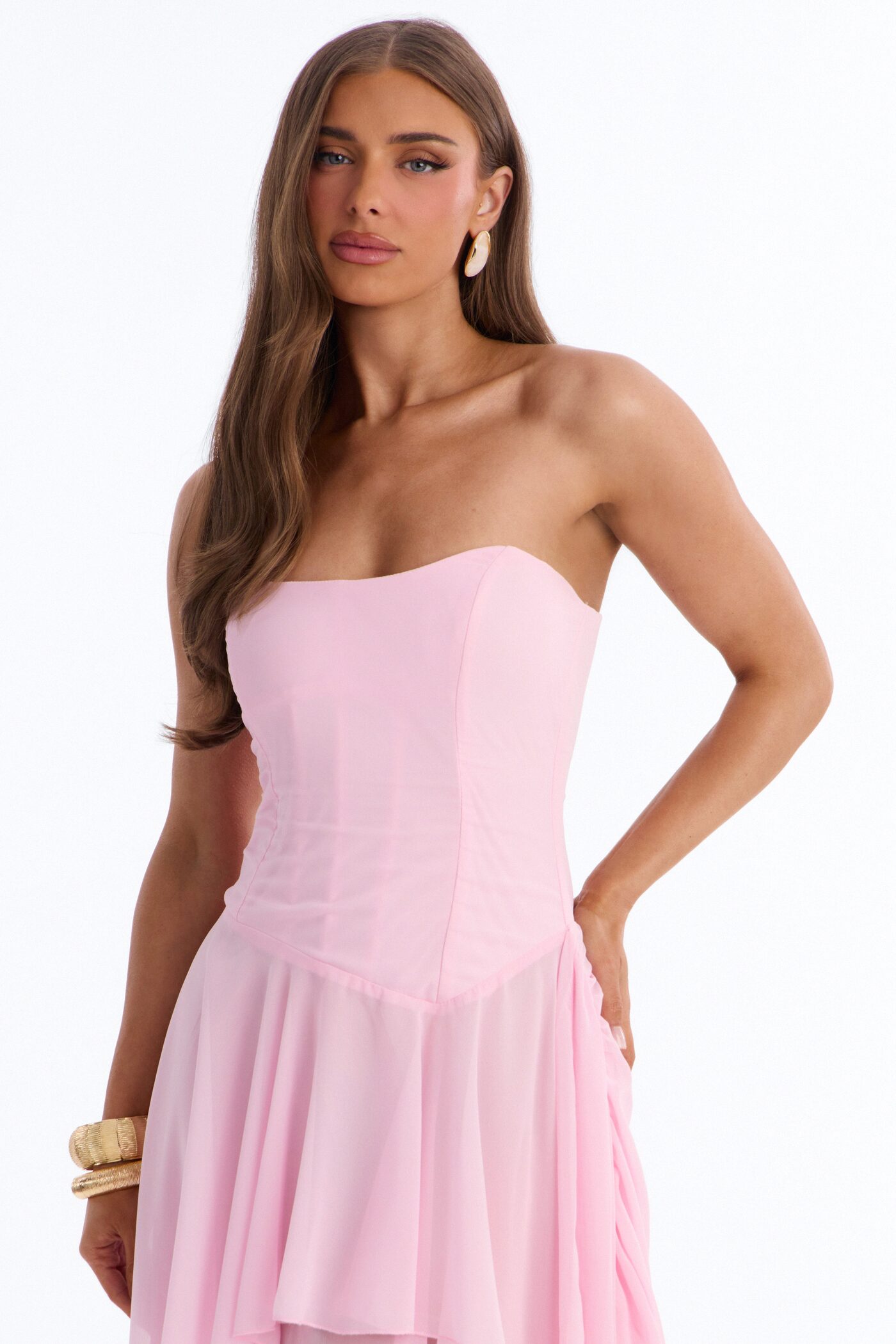 Effortless Charm Chiffon Gown - Light Pink