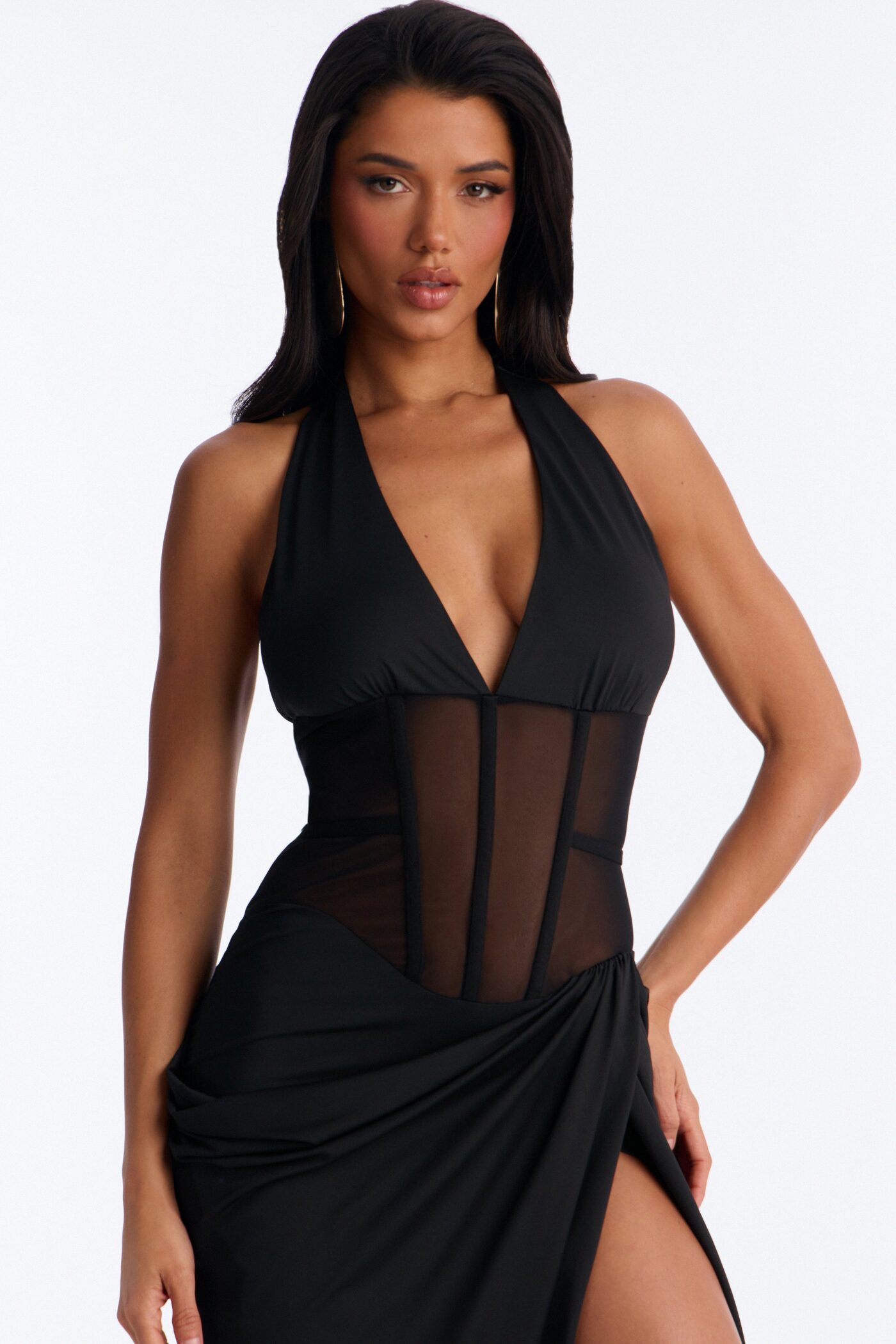 Shut It Down Corset Maxi Dress - Black