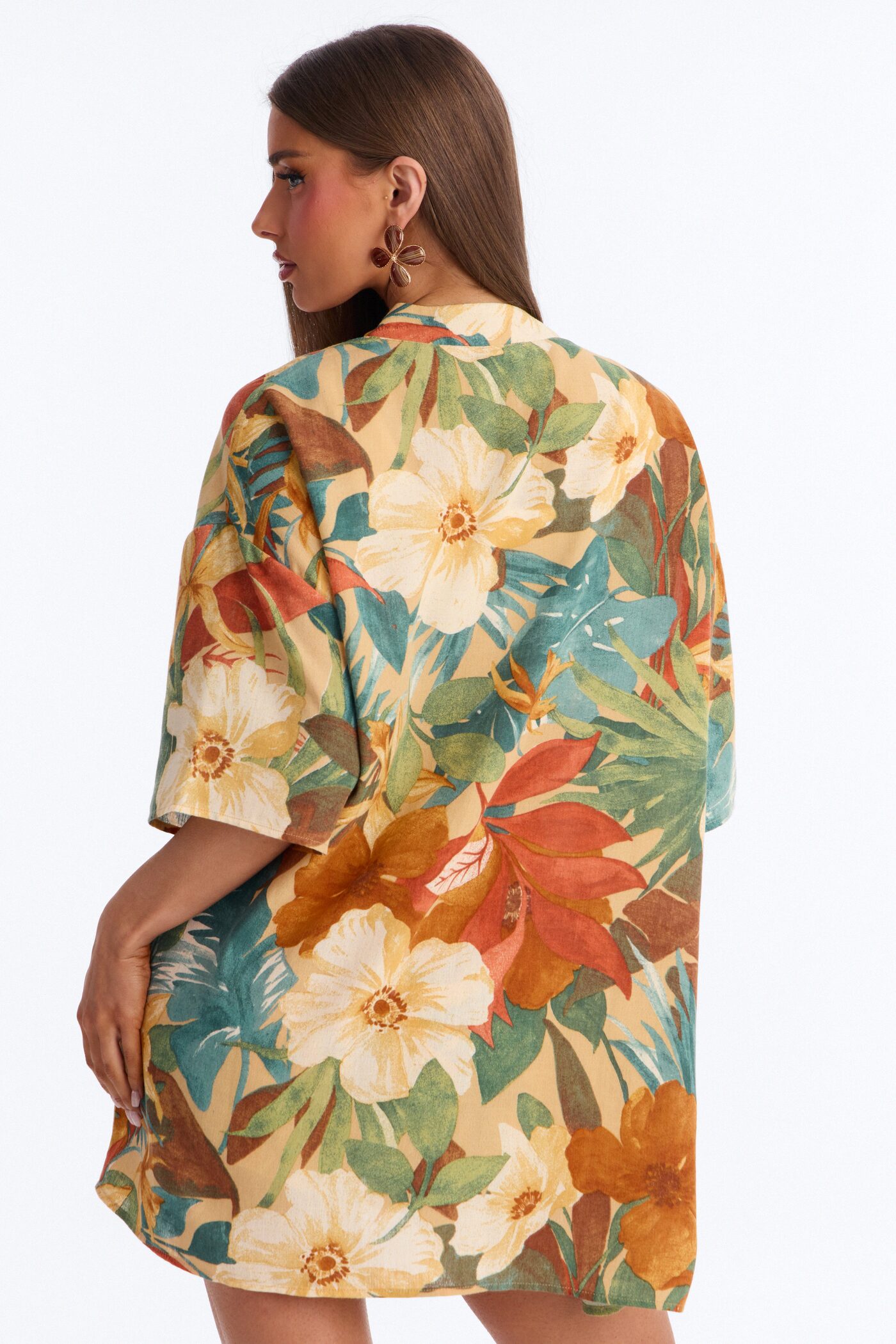 Relax & Renew Floral Linen Short Set - Green/combo