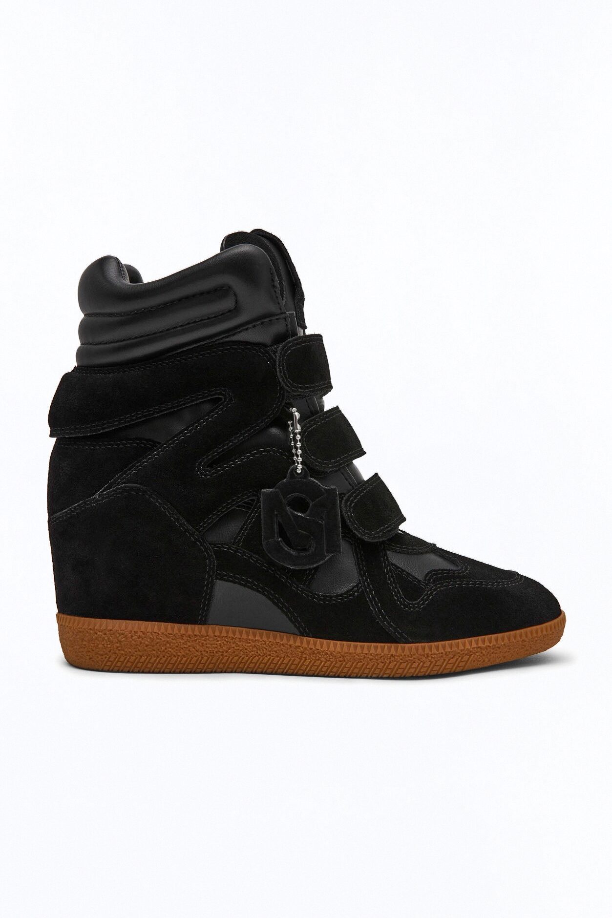 Steve Madden Mavis Suede Wedge Sneakers - Black