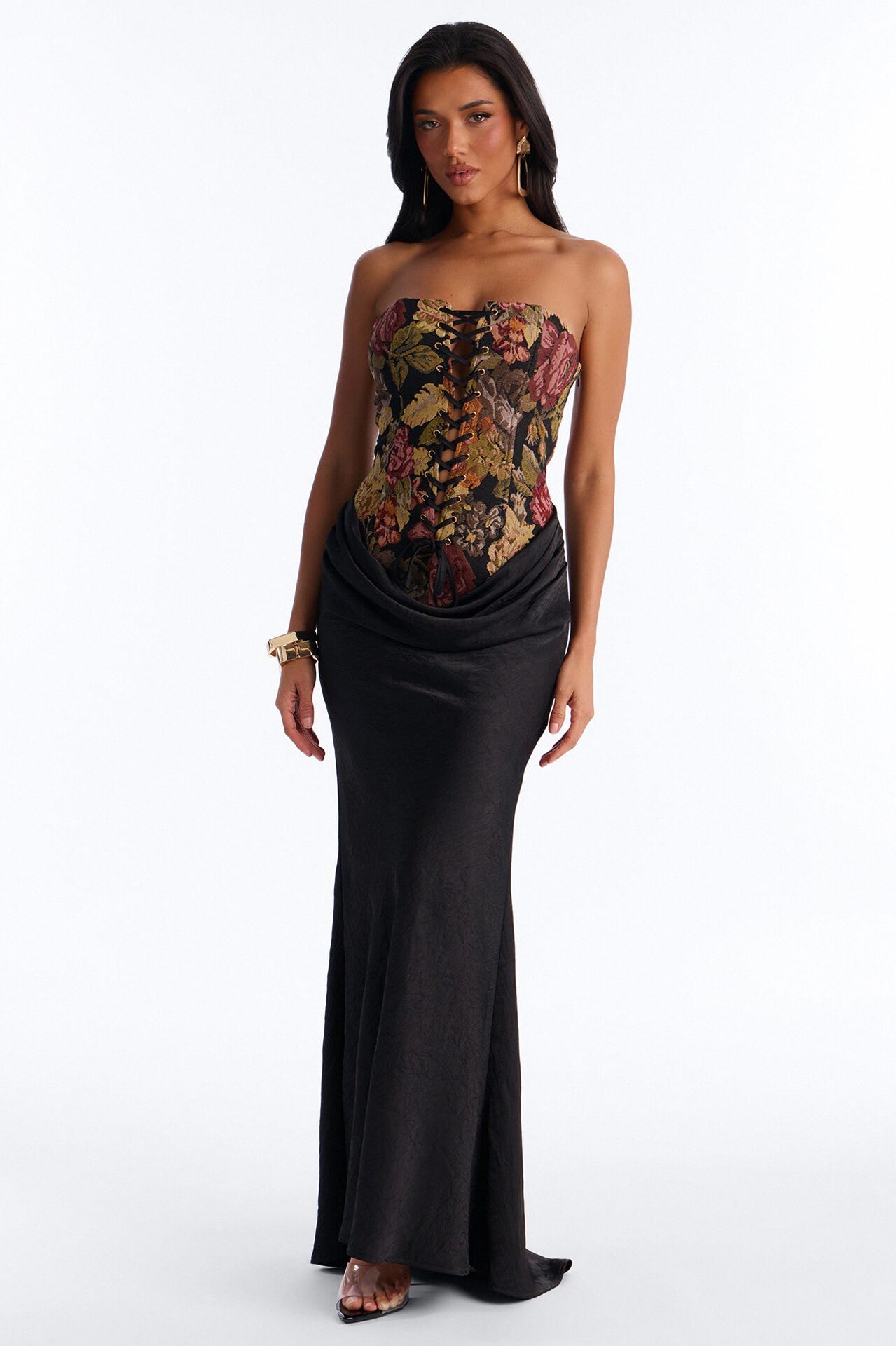 Paige Floral Jacquard Maxi Dress - Black/combo