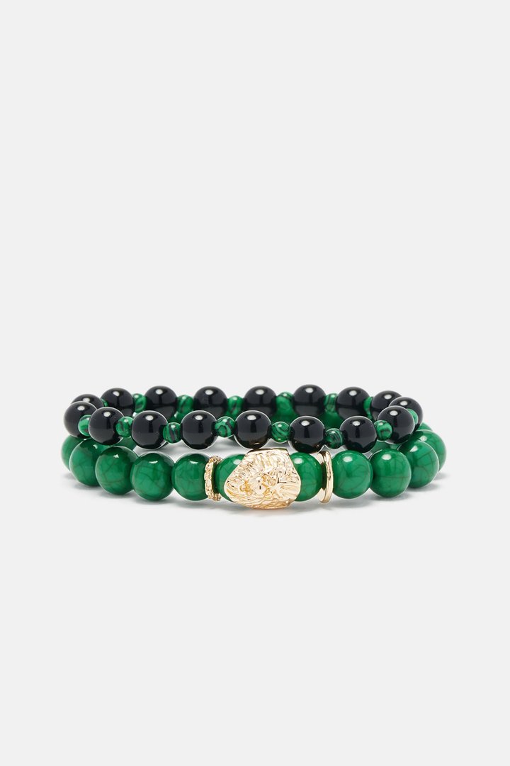 Calm Vibes Bracelet Set - Black/Green