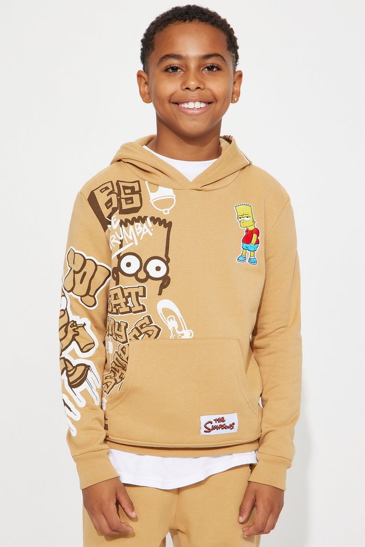 Mini Bart Graffiti Embroidered Fleece Jogger Set - Brown