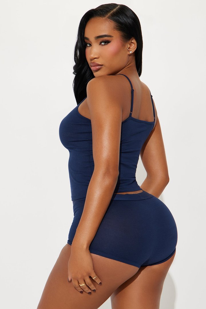 FN Mood Cotton PJ Boxer Short Set - Navy