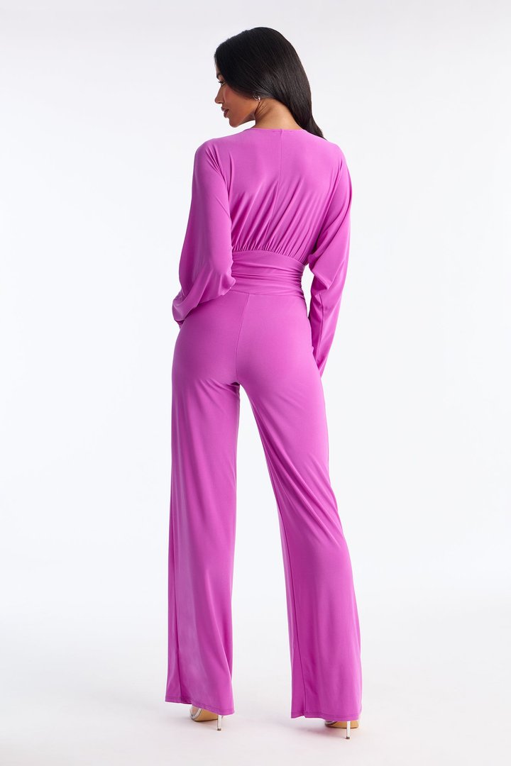 Anabel Draped Straight Leg Jumpsuit - Magenta
