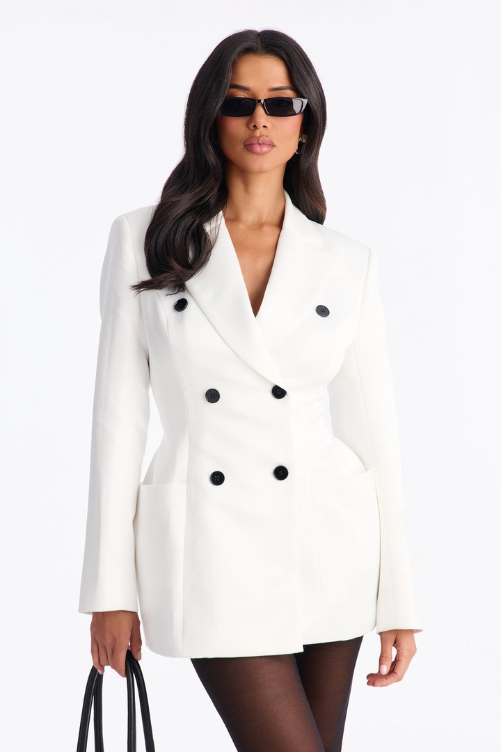 Harmony Structured Double Breasted Blazer - White