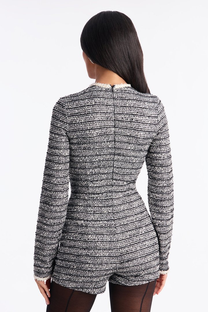 Shannon Tweed Long Sleeve Romper - Black/combo