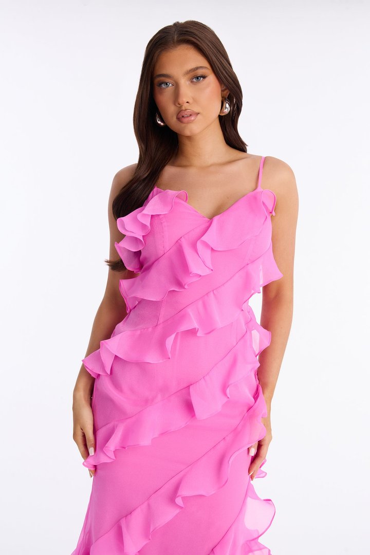Alina Ruffle Gown - Pink