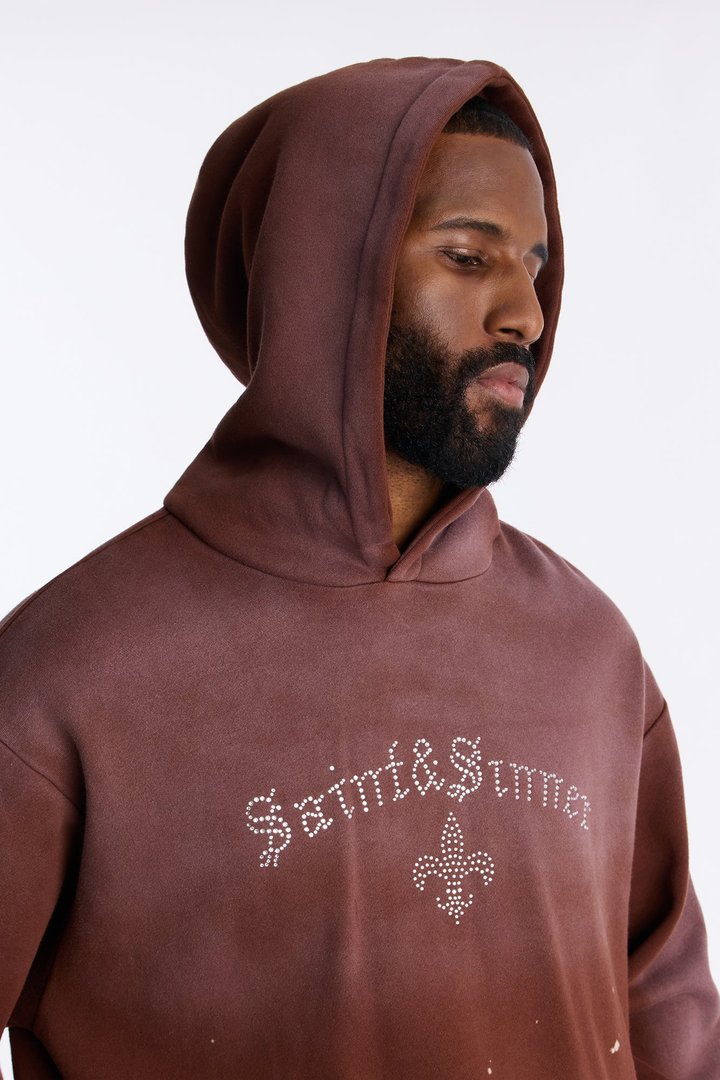 Saints And Sinners Distressed Hoodie - Brown