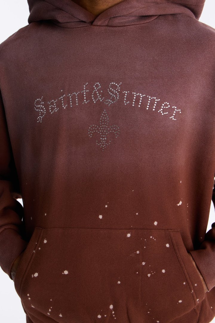 Saints And Sinners Distressed Hoodie - Brown