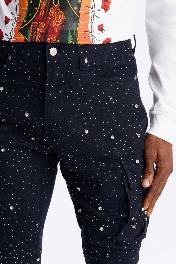 Skinny Prosperity Drip Embellished Pant - Blue