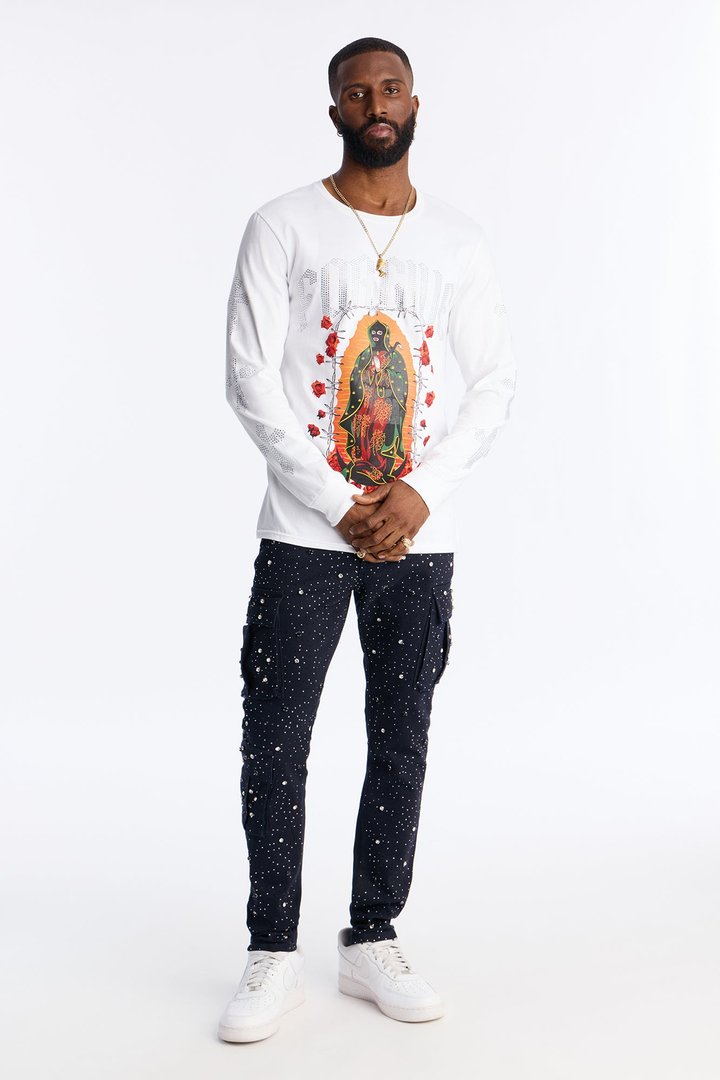 Skinny Prosperity Drip Embellished Pant - Blue