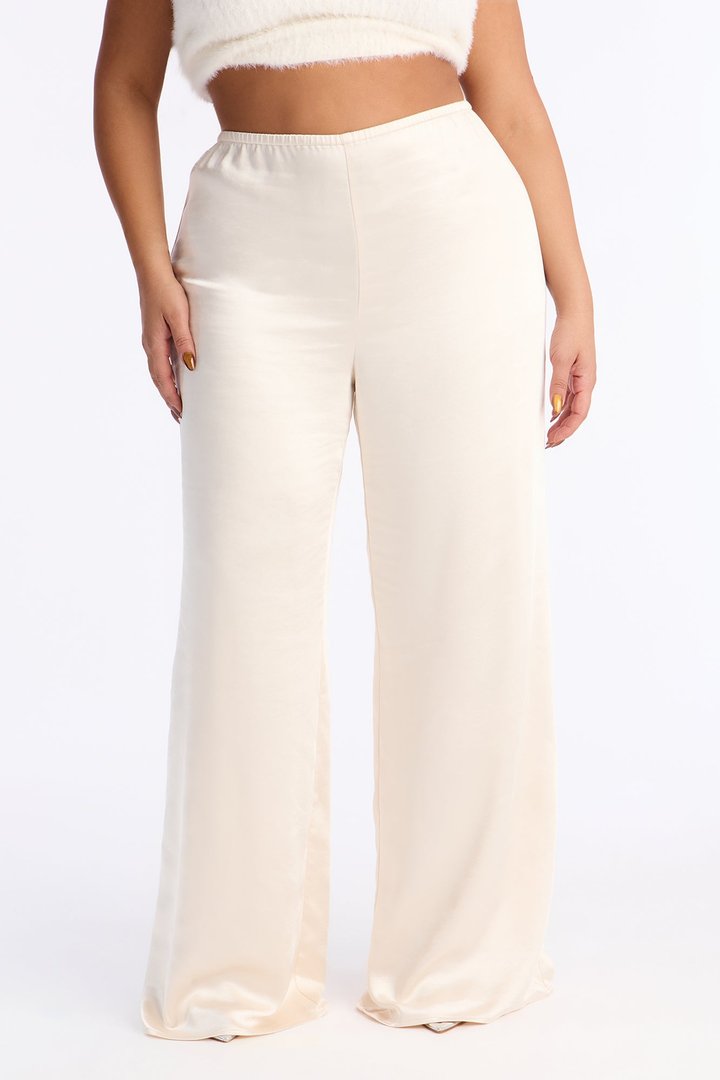Luxurious Living Pull On Satin Wide Leg Pant 33″ - Cream