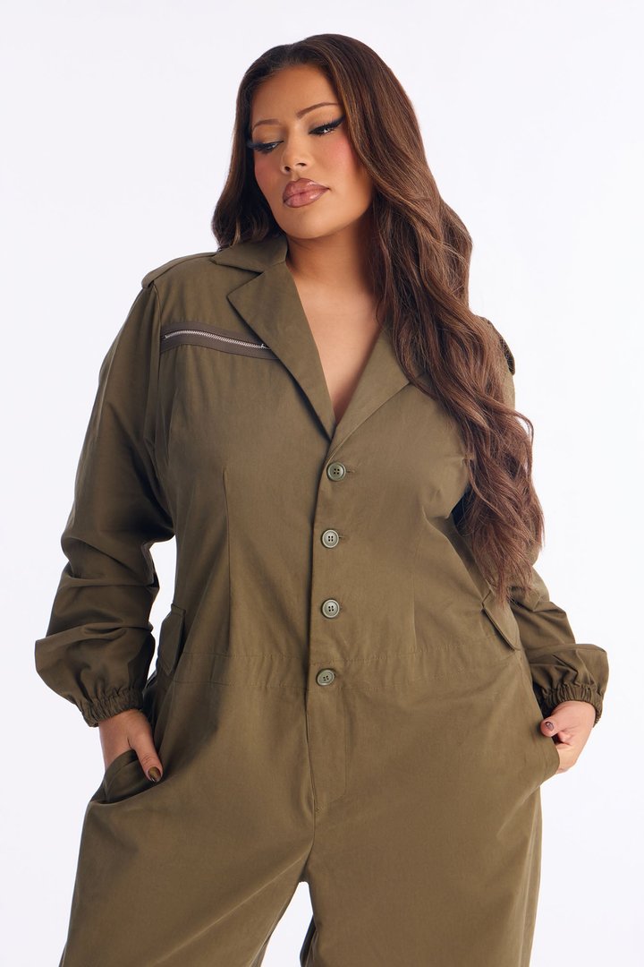 Kiana Barrel Wide Leg Jumpsuit - Olive