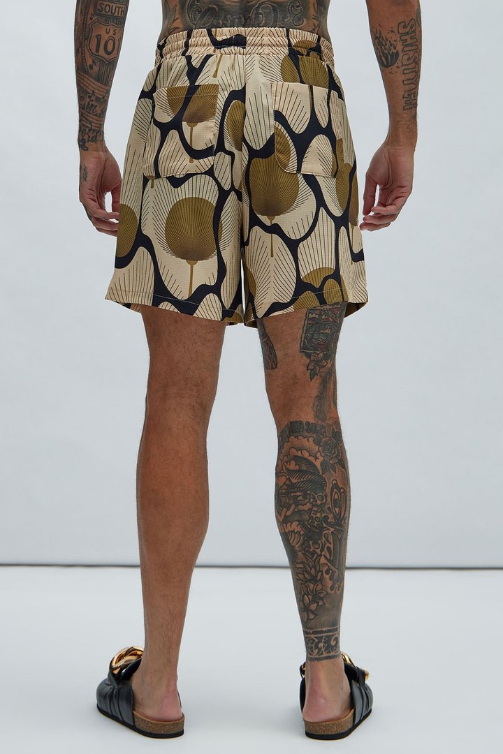 Sahara Textured Warmup Shorts - Tan/Multi