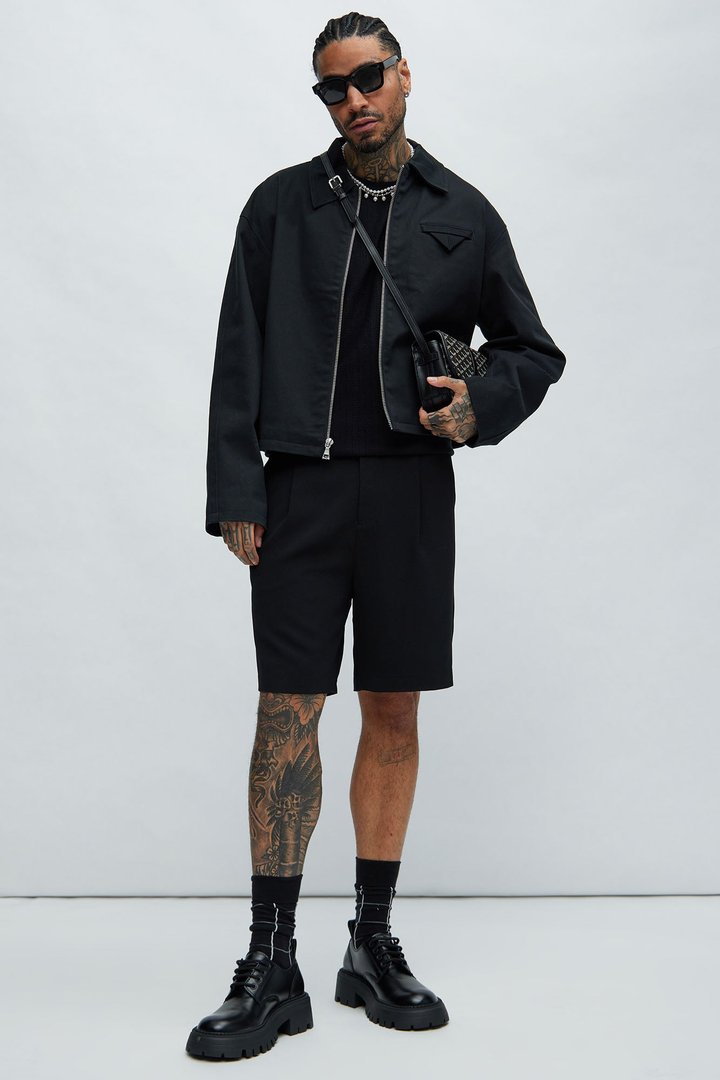 Bordeaux Cropped Chore Jacket - Black