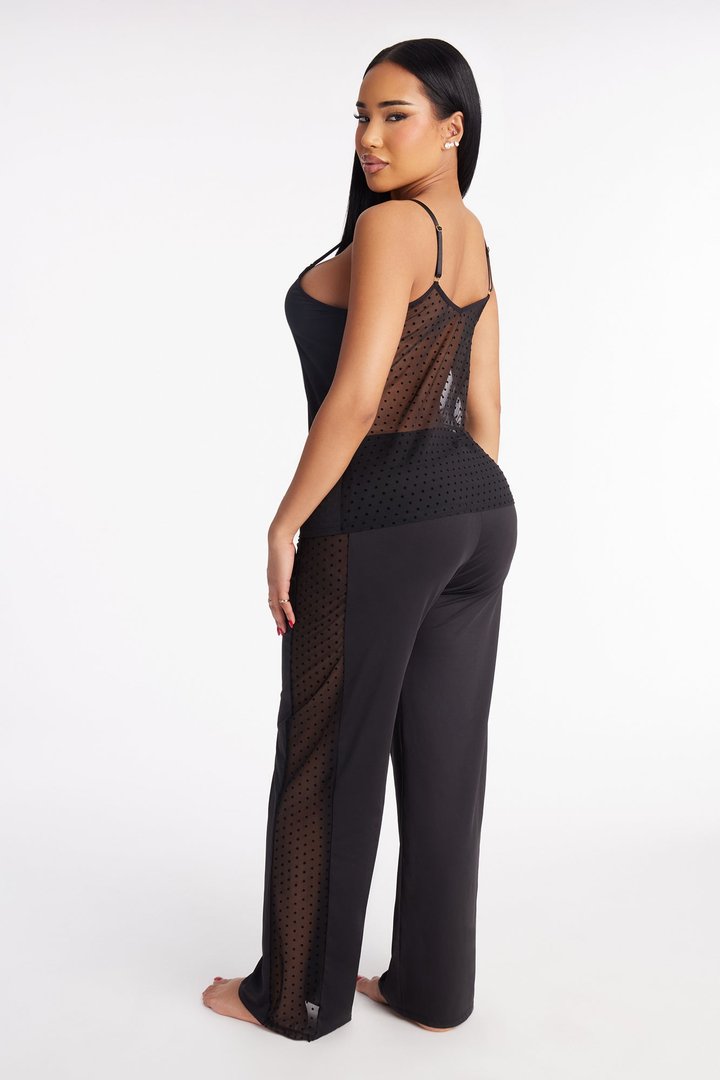 Quiet Touch Mesh Microfiber 2 Piece Cami Set - Black
