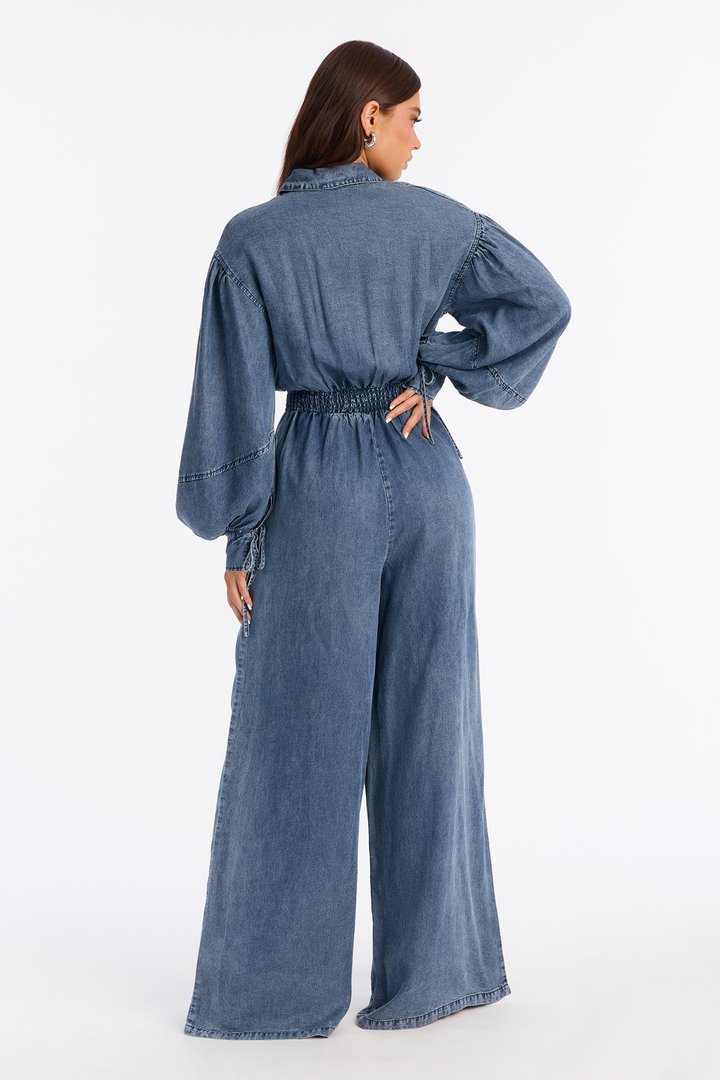 Full Effect Chambray Jumpsuit - Medium Wash