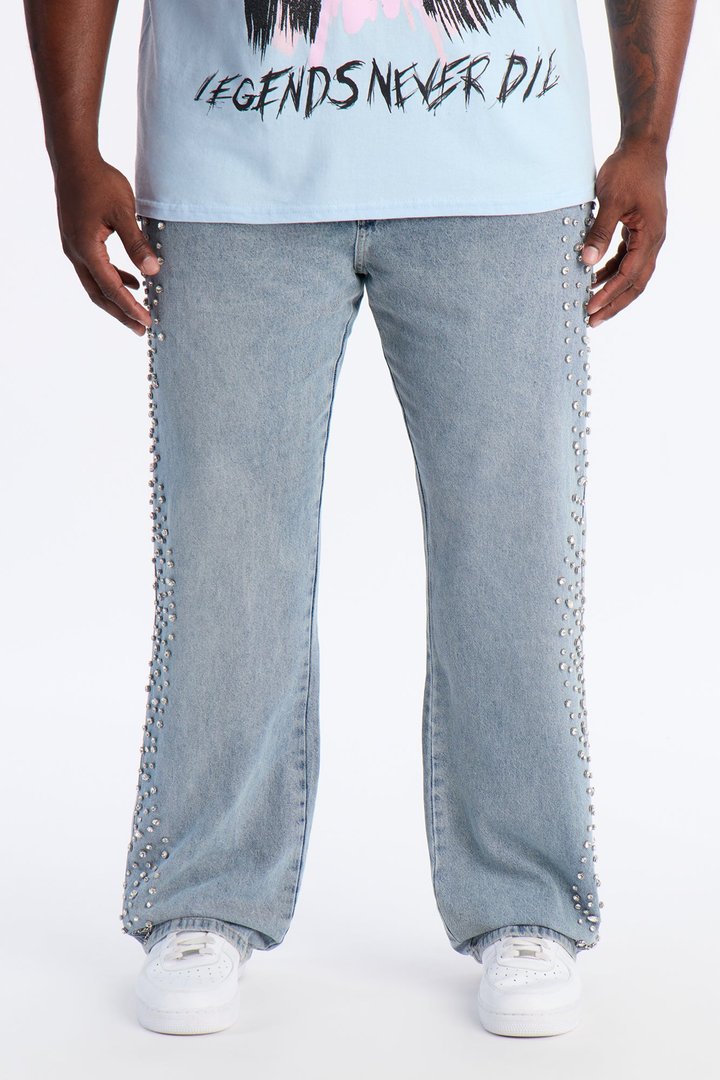 Stacked Slim Flare Another Level Jeweled Jean - Medium Blue Wash