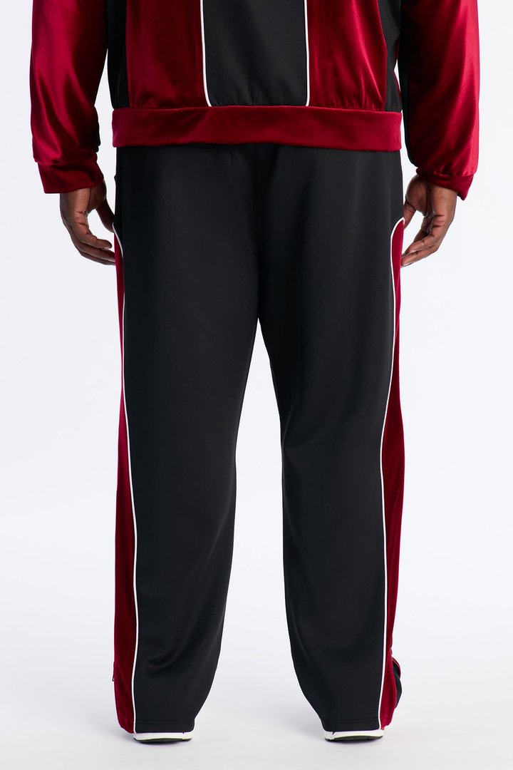 Slim Lexington Velour Side Track Pant - Burgundy