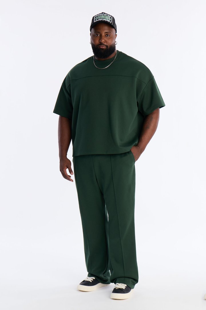 Structured Fleece Paneled Tee - Green