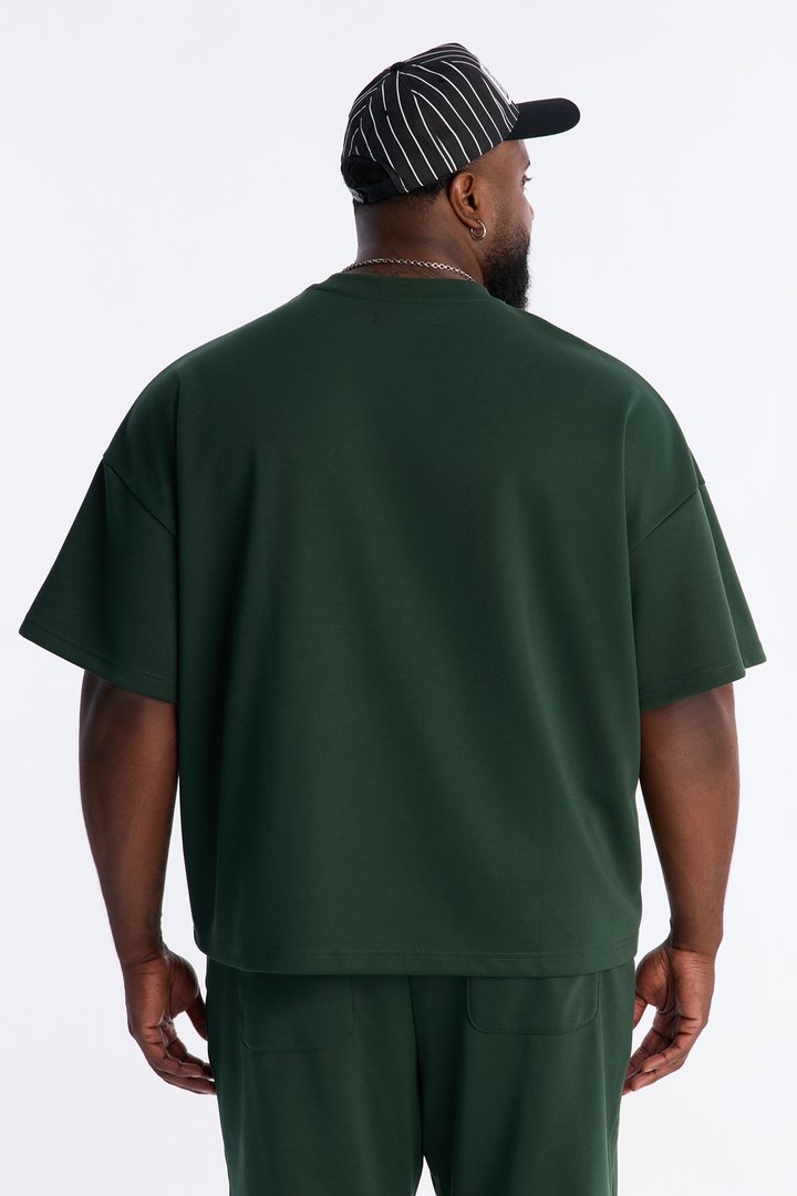Structured Fleece Paneled Tee - Green