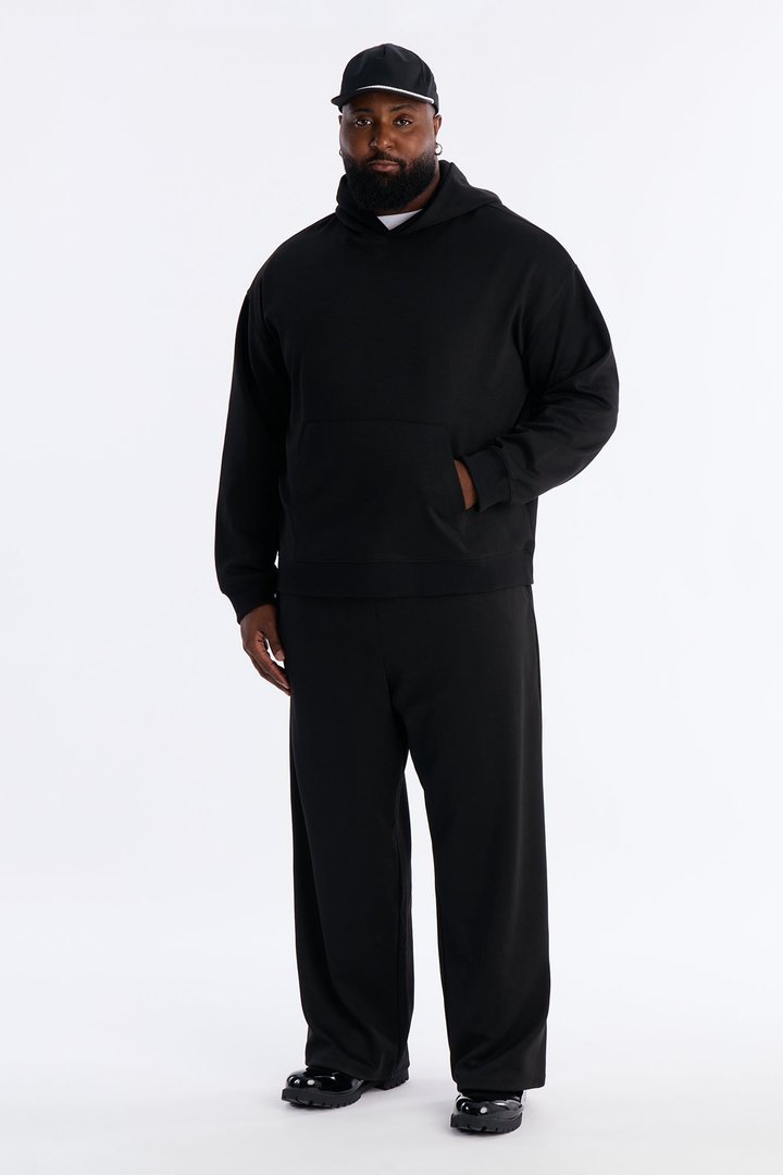 Structured Fleece Hoodie - Black