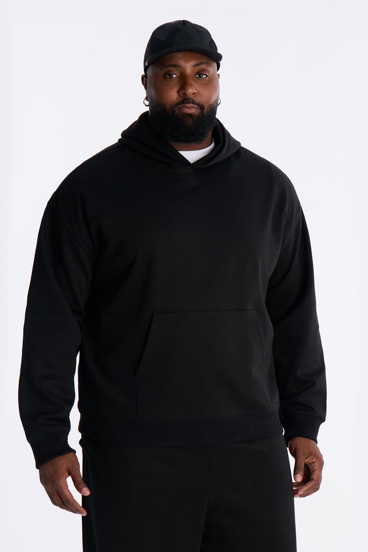 Structured Fleece Hoodie - Black