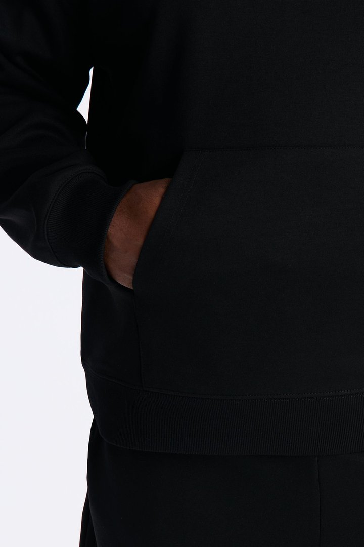 Structured Fleece Hoodie - Black