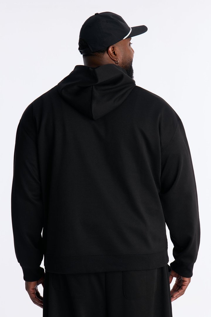Structured Fleece Hoodie - Black