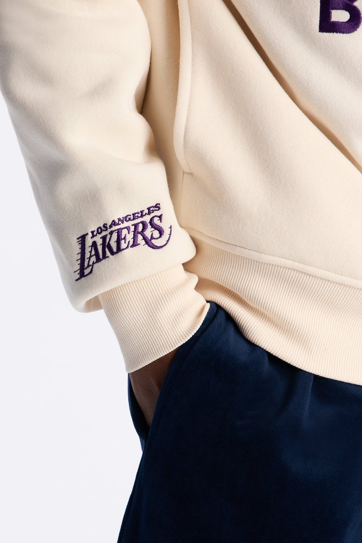 Lakers Embroidered Oversized Hoodie - Cream