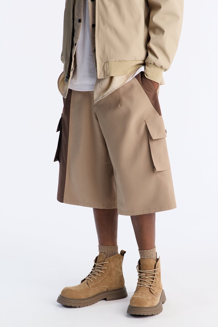 Baggy Elevated High Waist Detail Tech Short - Brown