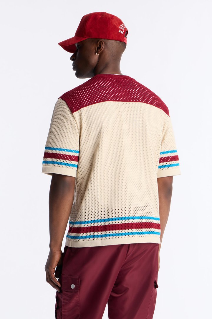 33 Striped Short Sleeve Jersey - Burgundy/combo