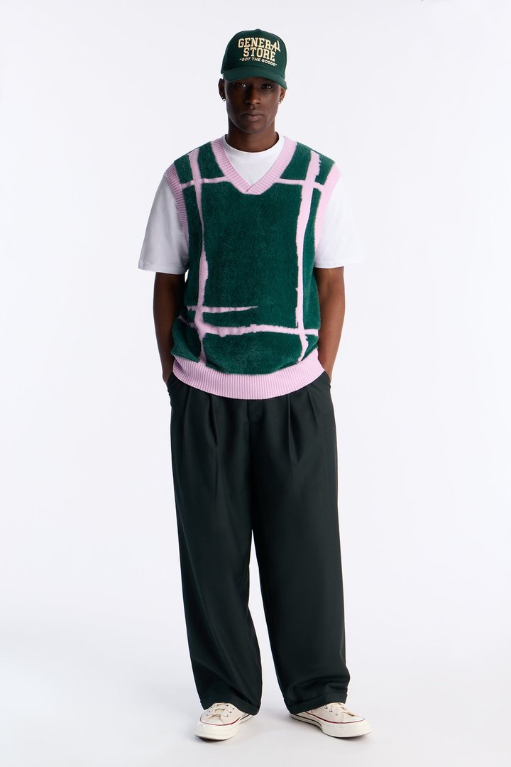 Gridlock Fuzzy Sweater Vest - Purple