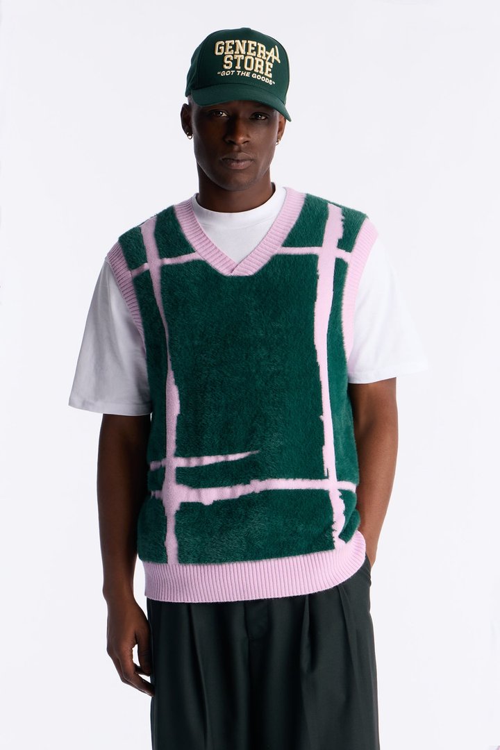 Gridlock Fuzzy Sweater Vest - Purple