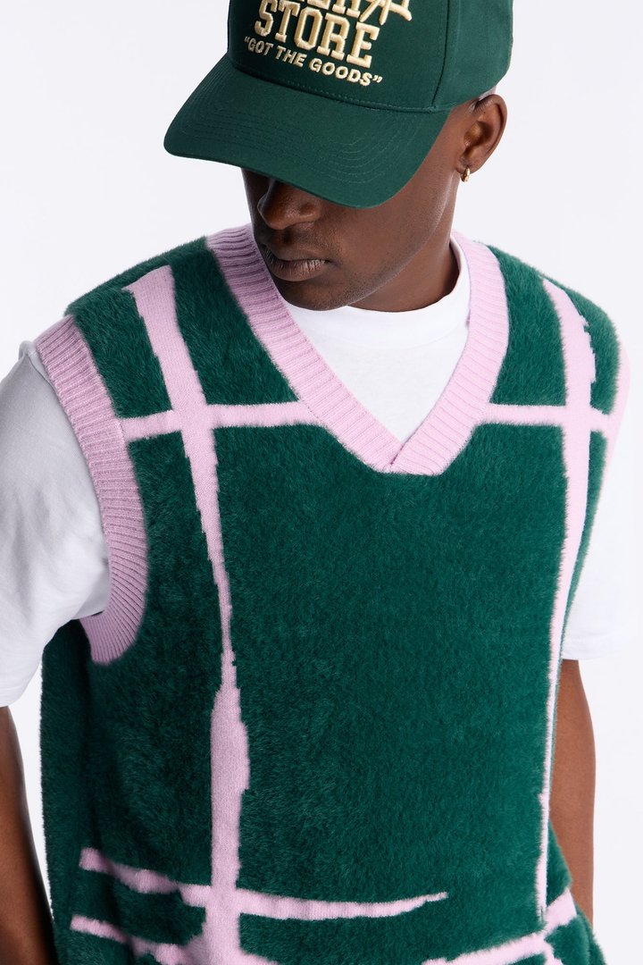 Gridlock Fuzzy Sweater Vest - Purple