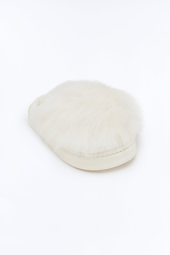 Cloudy Faux Fur Slippers - White