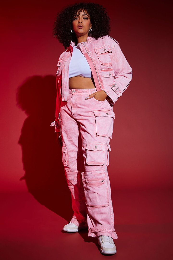 Billie Low Slung Cargo Jeans - Pink