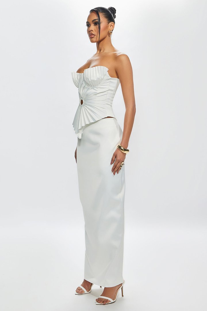 Aura Pleated Corset Top - White