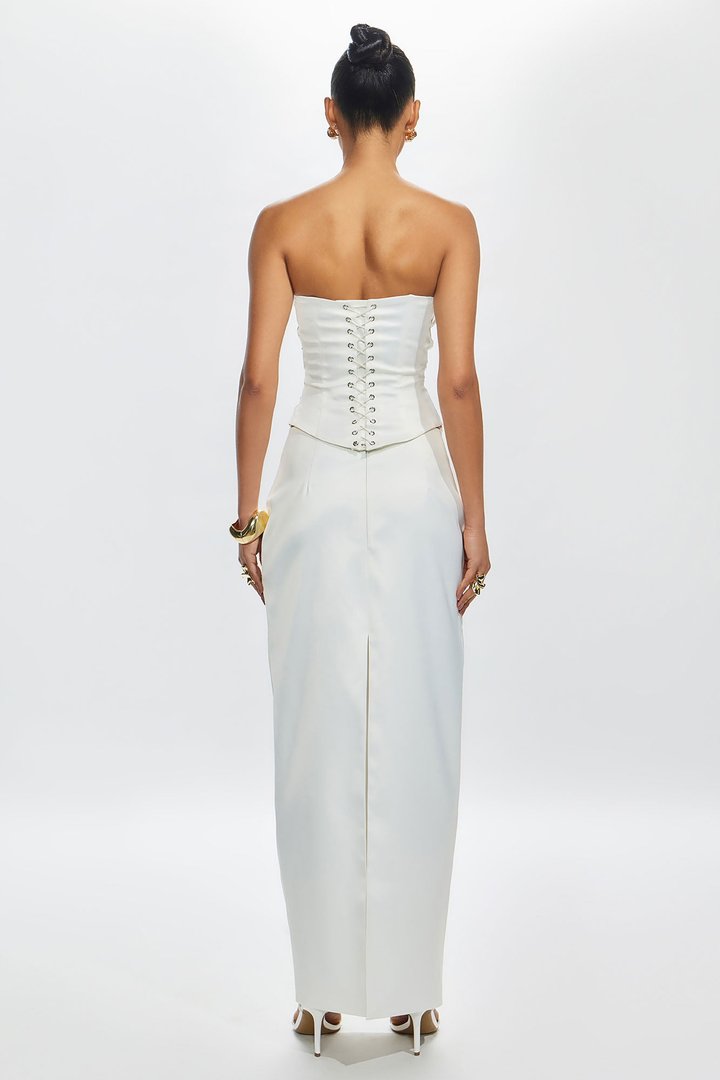 Aura Pleated Corset Top - White