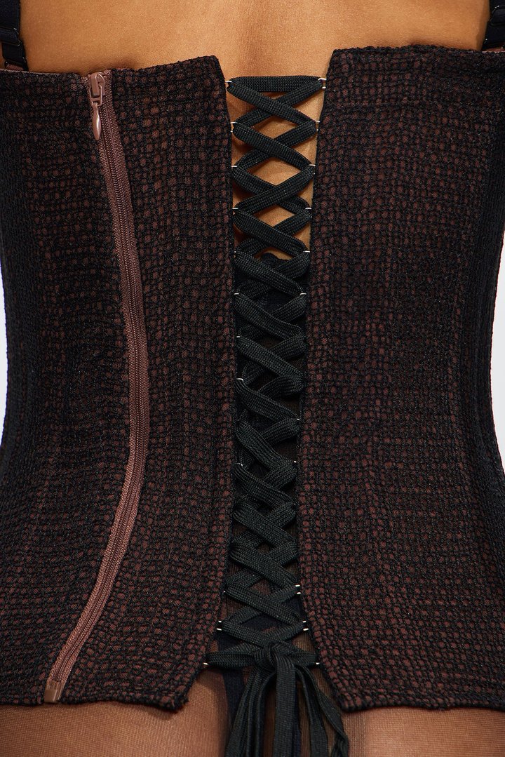 Heartbreaker Corset Top - Chocolate/Combo