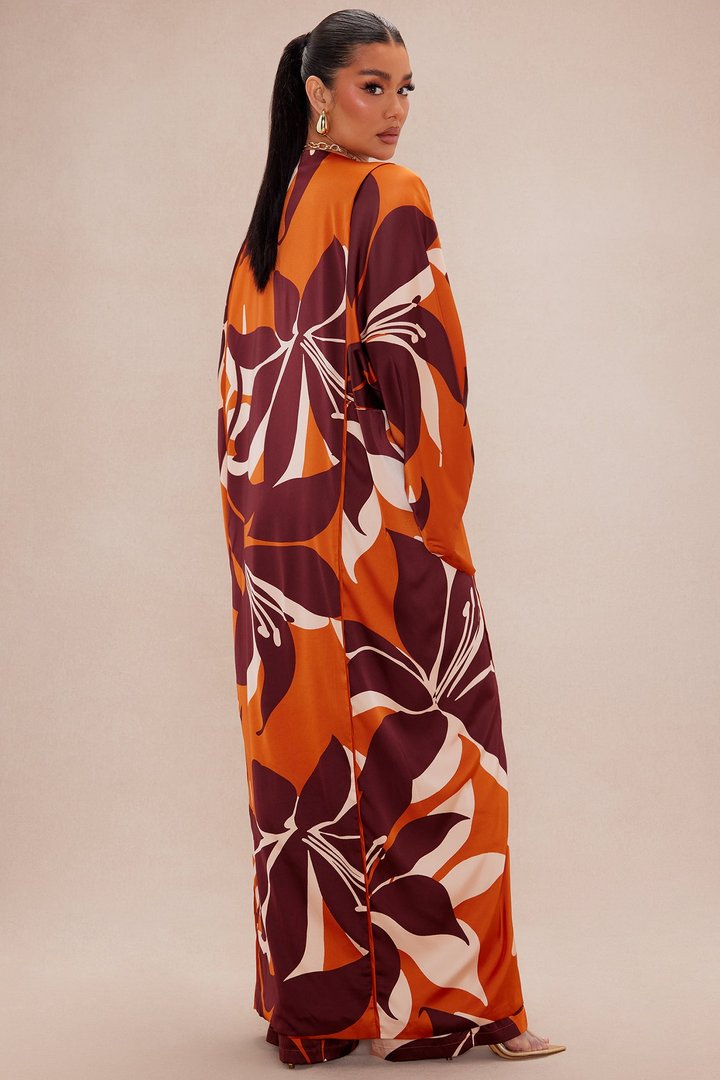 Sawyer Satin Kimono - Rust/combo