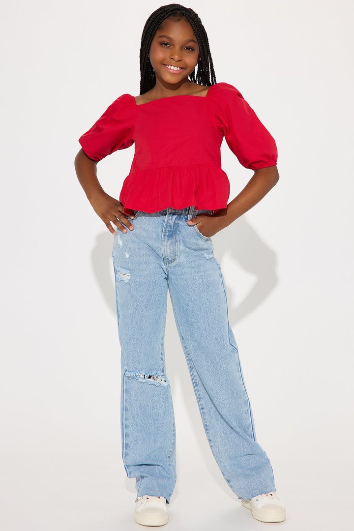Mini Topanga 90's Ripped Straight Leg Jeans - Medium Wash