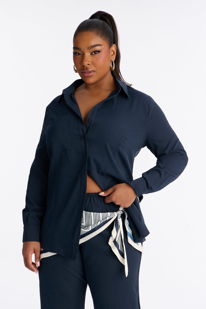 Sabrina Scarf 3 Piece Pant Set - Navy