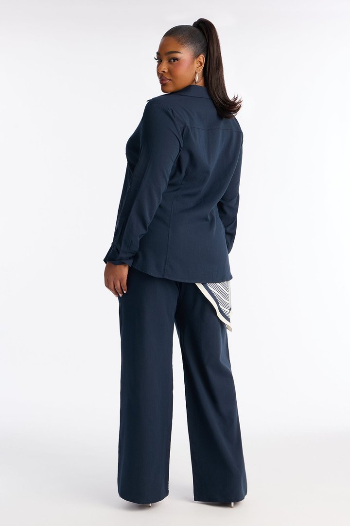 Sabrina Scarf 3 Piece Pant Set - Navy