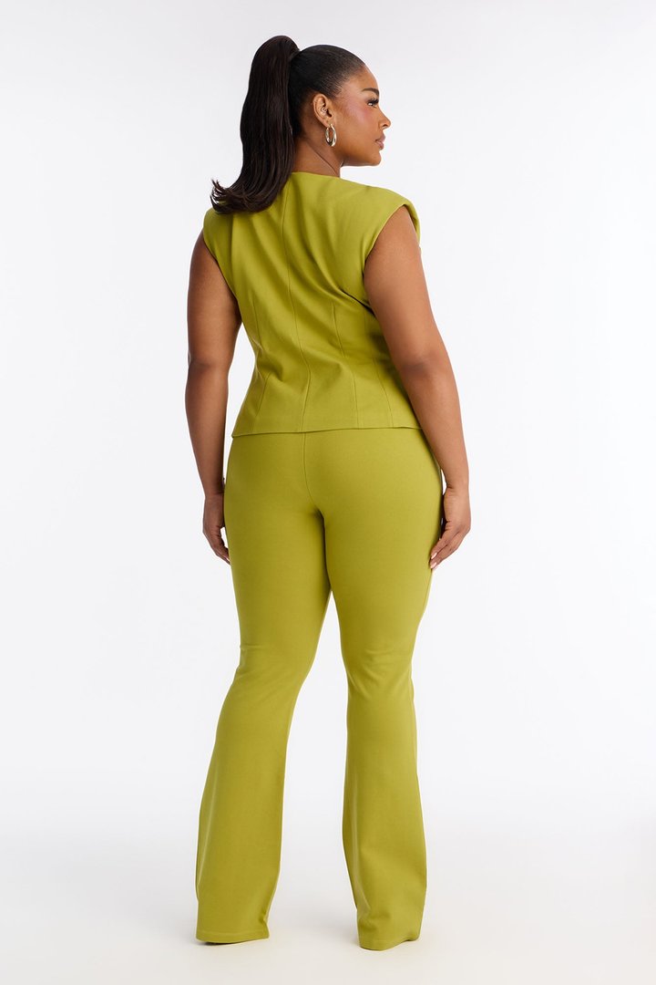 Inez Ponte Vest Flare Pant Set - Green