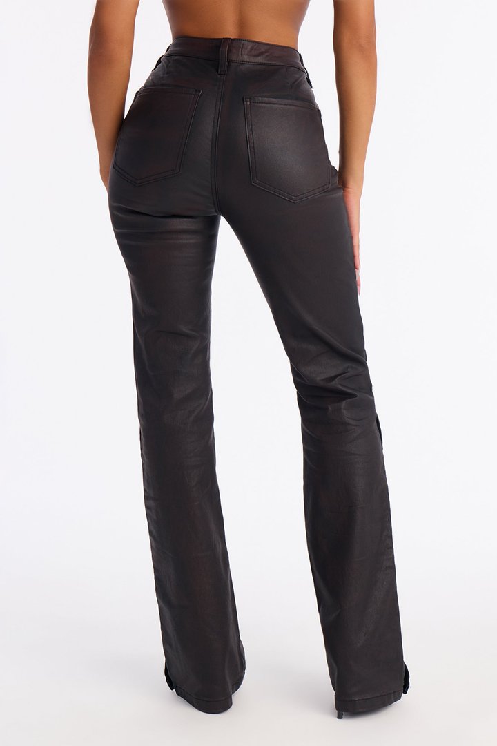 The Backbeat Coated Denim Bootcut Jeans - Black/Brown