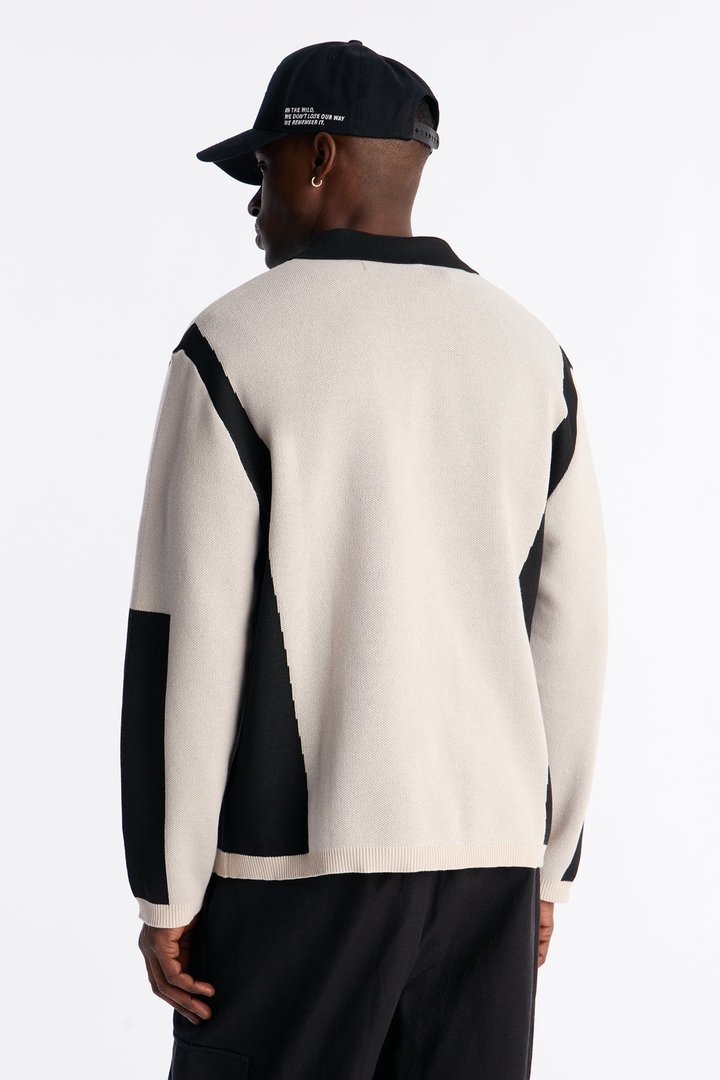 RM Moto Johnny Collar Sweater - Cream/combo