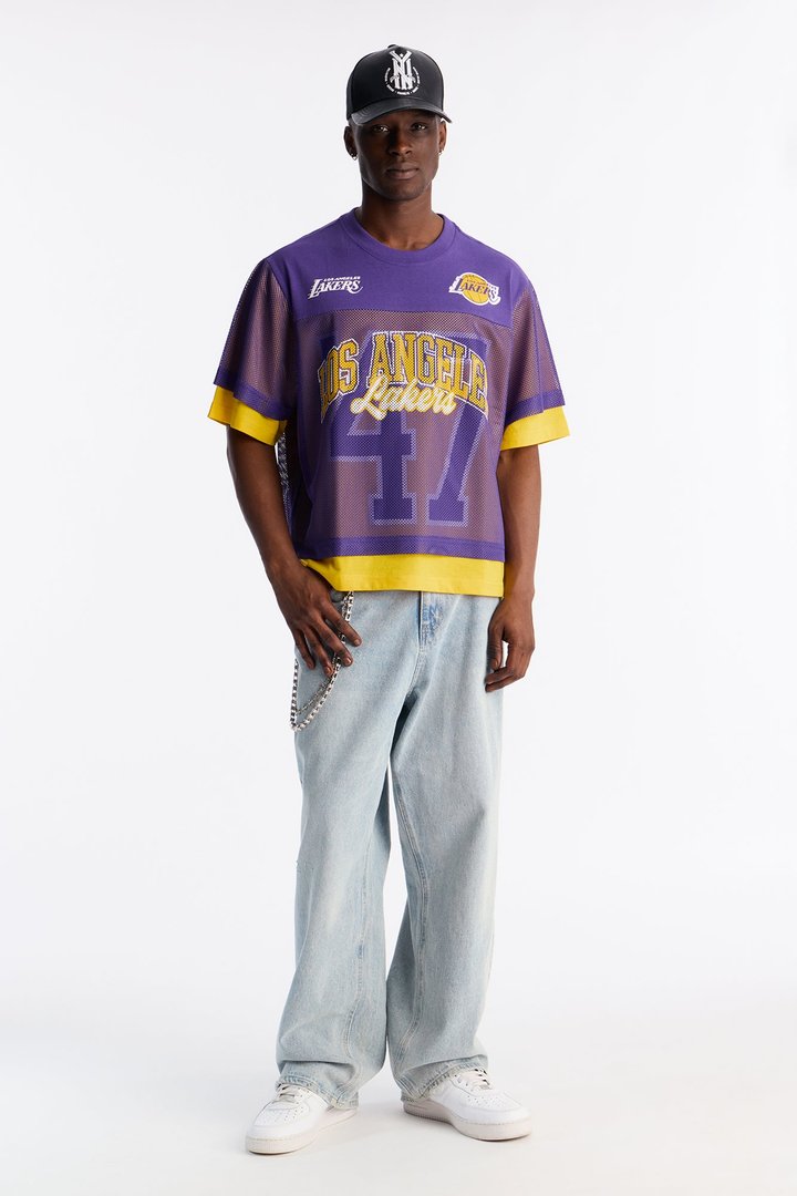 Lakers Lay Up Jersey Mesh Top - Purple
